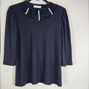 89th & Madison Black Half Sleeve Blouse  Women Size M